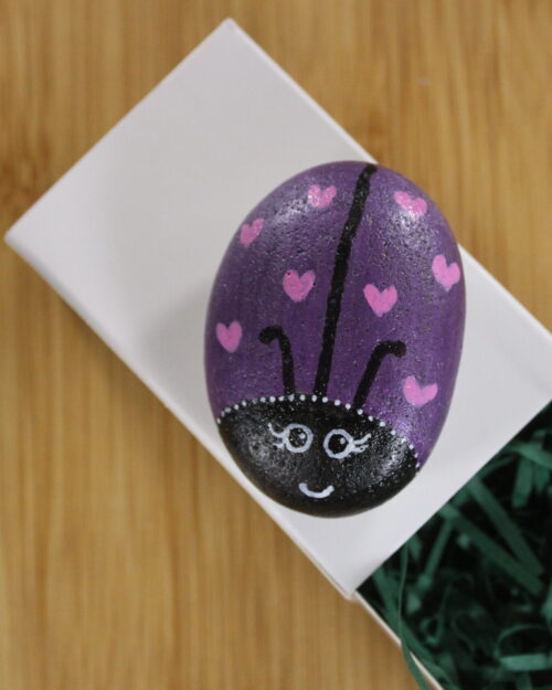 purple bug painted pebble - pebble pet
