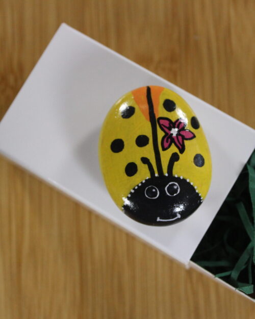 yellow spotty painted pebble bug - pebble pet