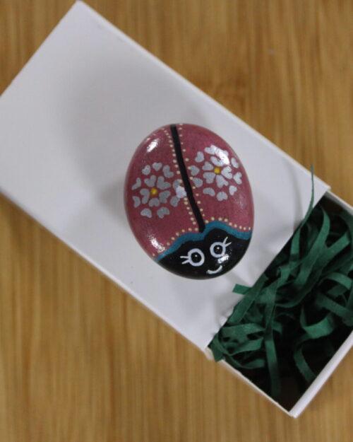 red painted pebble bug - pebble pet