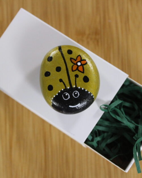 gold spotty painted pebble bug - pebble pet