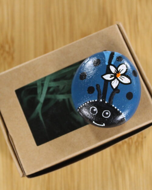 dark blue spotty painted bug - pebble pet